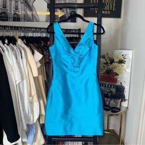 Kate Spade New York Blue Evie Aqua Silk Bow Front Sheath Dress Womens 4 New NWT